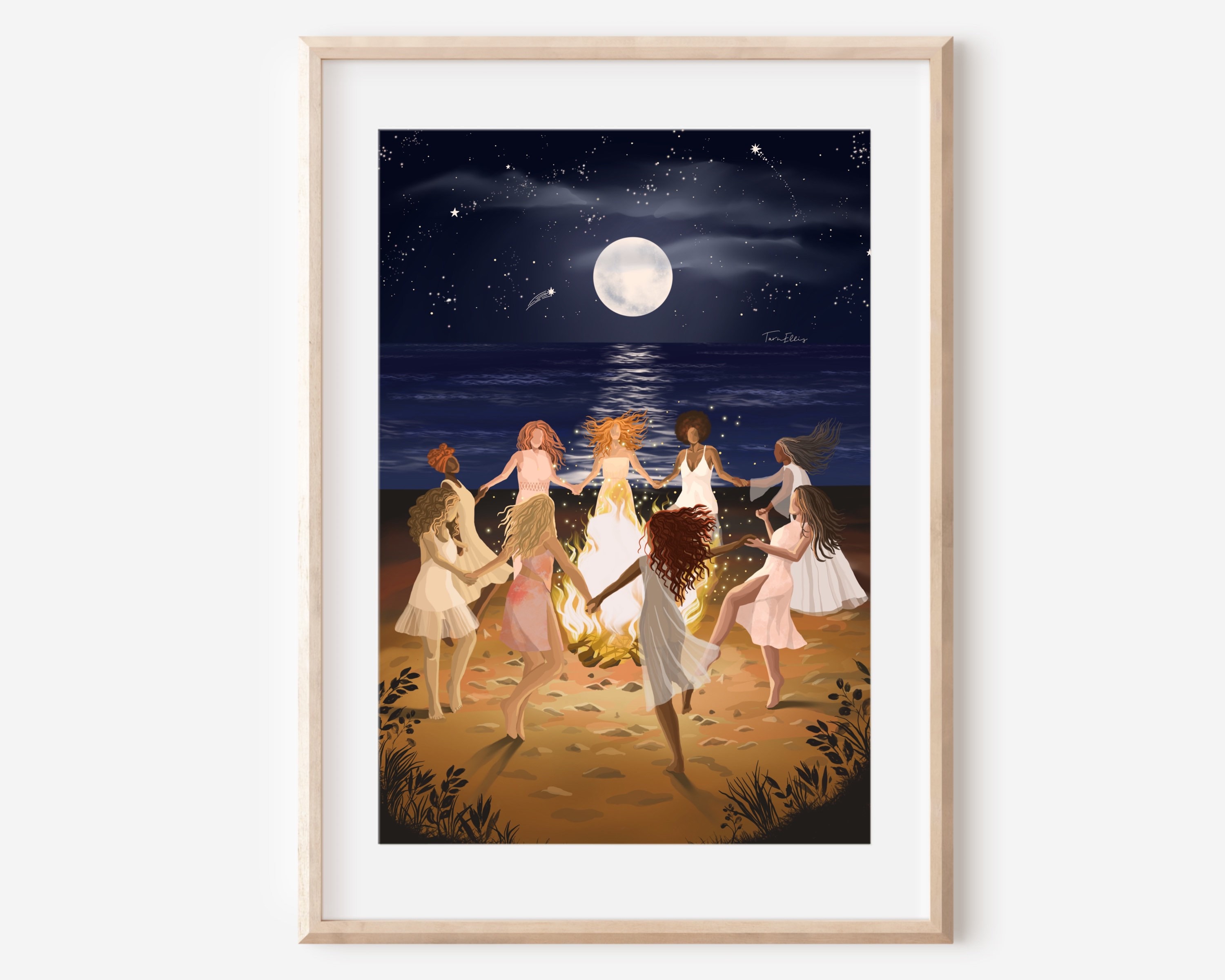FIREDANCE - Art Print Wild Women Circle Full Moon Witchy