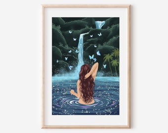 BUTTERFLY POOL - fine art womens circle group illustration print