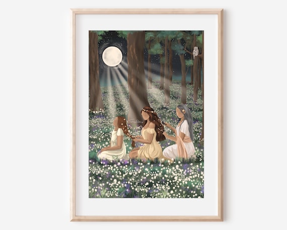 GENERATIONS - fine art print mother daughter grandmother wall decor ancestral healing spiritual wisdom family nature poster illustration