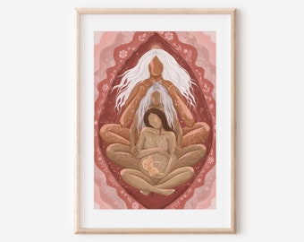 ANCESTRAL HEALING - grandmother mother child | generational family | fine art illustration print