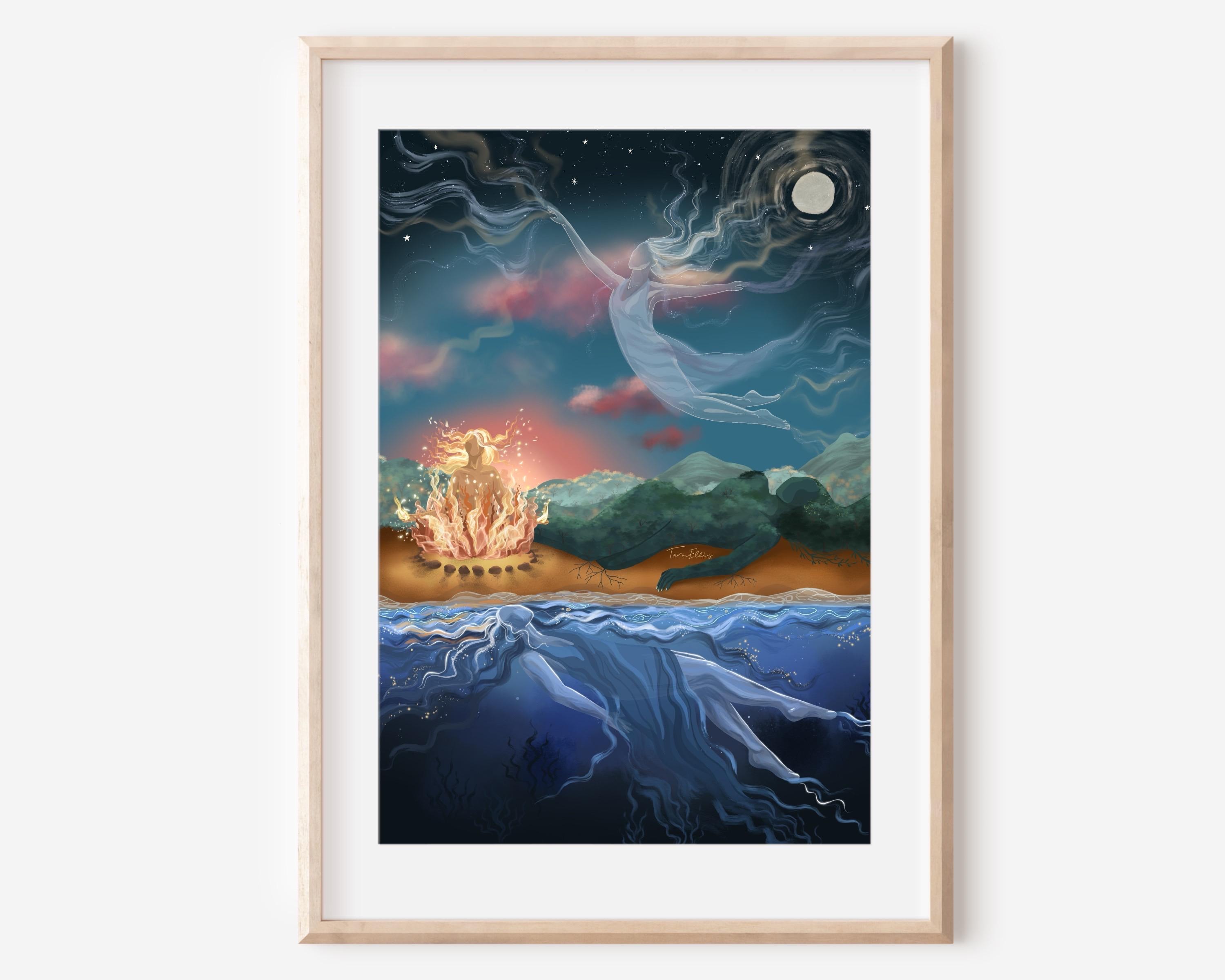 THE ELEMENTS - Fine Art Print Mother Nature Four Elements Wall Decor ...
