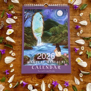 2026 CALENDAR MAGICAL MYSTICAL , hanging wall calendar, yearly planner, spiritual witchy nature healing holistic woman art decor