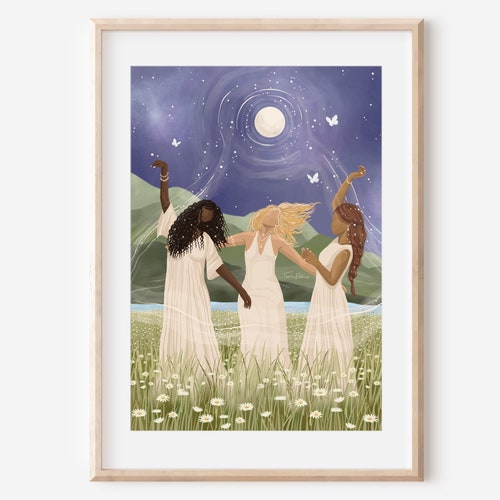 FIREDANCE - Art Print Wild Women Circle Full Moon Witchy