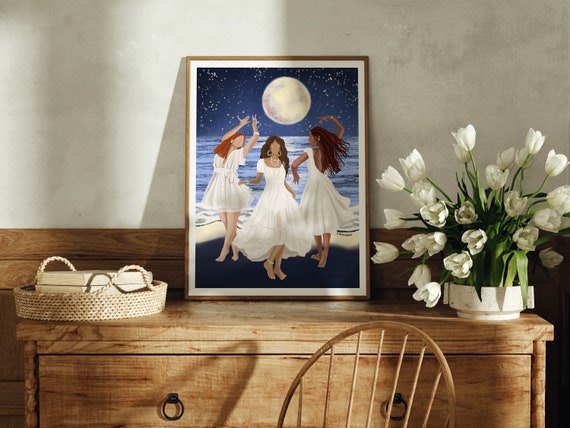 MOON DANCE - Fine Art Print, New Age Goddess Full Moon Unity