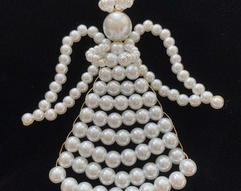 White Pearl Glass Angel Ornament