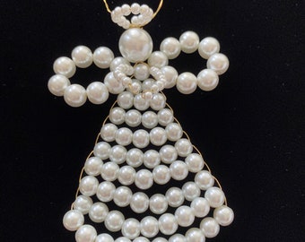 White Pearl Glass Angel Ornament