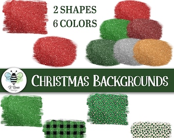 Fondos navideños con brillantina: cuadros escoceses y estampado de leopardo (descarga digital)