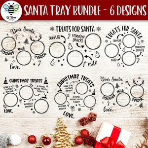 Pacchetto SVG Piatto di Babbo Natale / Biscotti per Babbo Natale SVG / Vassoio di biscotti di Babbo Natale / Caro Babbo Natale SVG / File di taglio vassoio di Natale / Dolcetti per Piatto di Babbo Natale in formato SVG