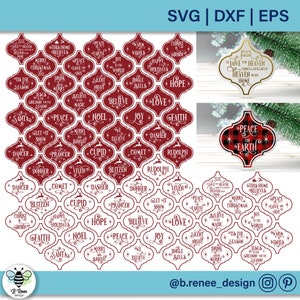 Arabesque kerstornament SVG-bundel | 26 kerstuitspraken ornamentbundel | Rendieren namen Arabesque SVG | Arabesque tegel SVG