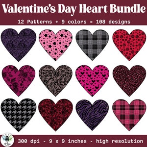 Valentine&#39;s Day Heart PNG Bundle | Heart Clipart Bundle | Valentine&#39;s Day Hearts for Sublimation | Leopard Heart PNG | Valentines PNG