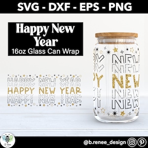 Feliz Ano Novo Lata de Vidro SVG | Vidro Libbey de Ano Novo SVG | Envoltório de vidro Libbey | SVG de Ano Novo | Libbey Vidro Sublimação png | Lata De Vidro png