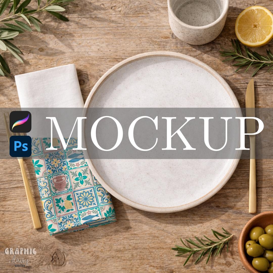 Cloth Napkin Surface Pattern Mockup: Procreate and Photoshop Smart ...