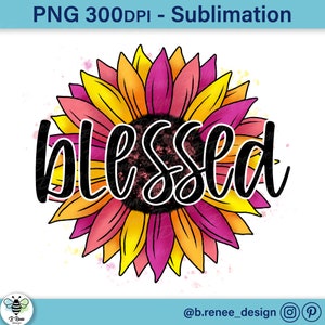 Gesegnete Sonnenblume PNG | Sonnenblume Sublimation | Gesegnete PNG | Pink und Gelb Sonnenblume Clip Art | Inspirierendes Shirt PNG | Blume png