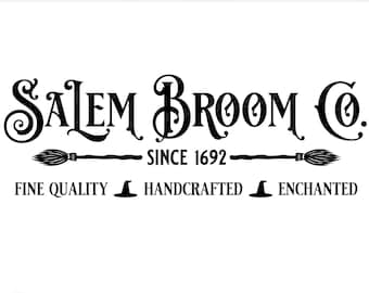 Salem Broom Company SVG | Halloween Sign | Vintage Halloween SVG | Witches Broom SVG | Vintage Halloween Decor | Halloween Cut File