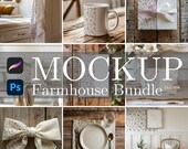 Farmhouse Mockup Bundle, 10 Procreate and Photoshop Mockups, Surface Pattern Mockups, Textile Mockups, Smart Object Mockups, Rustic Mockup