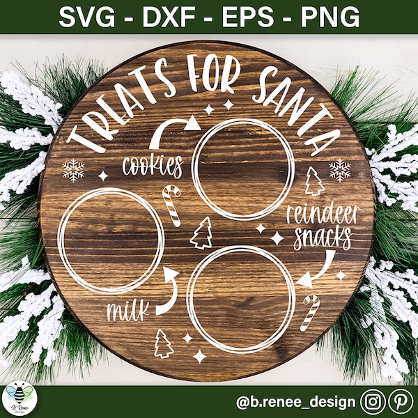 Santa Tray SVG | Treats for Santa | Santa Plate SVG | Round Christmas Tray | SVG Files for Cricut and Silhouette