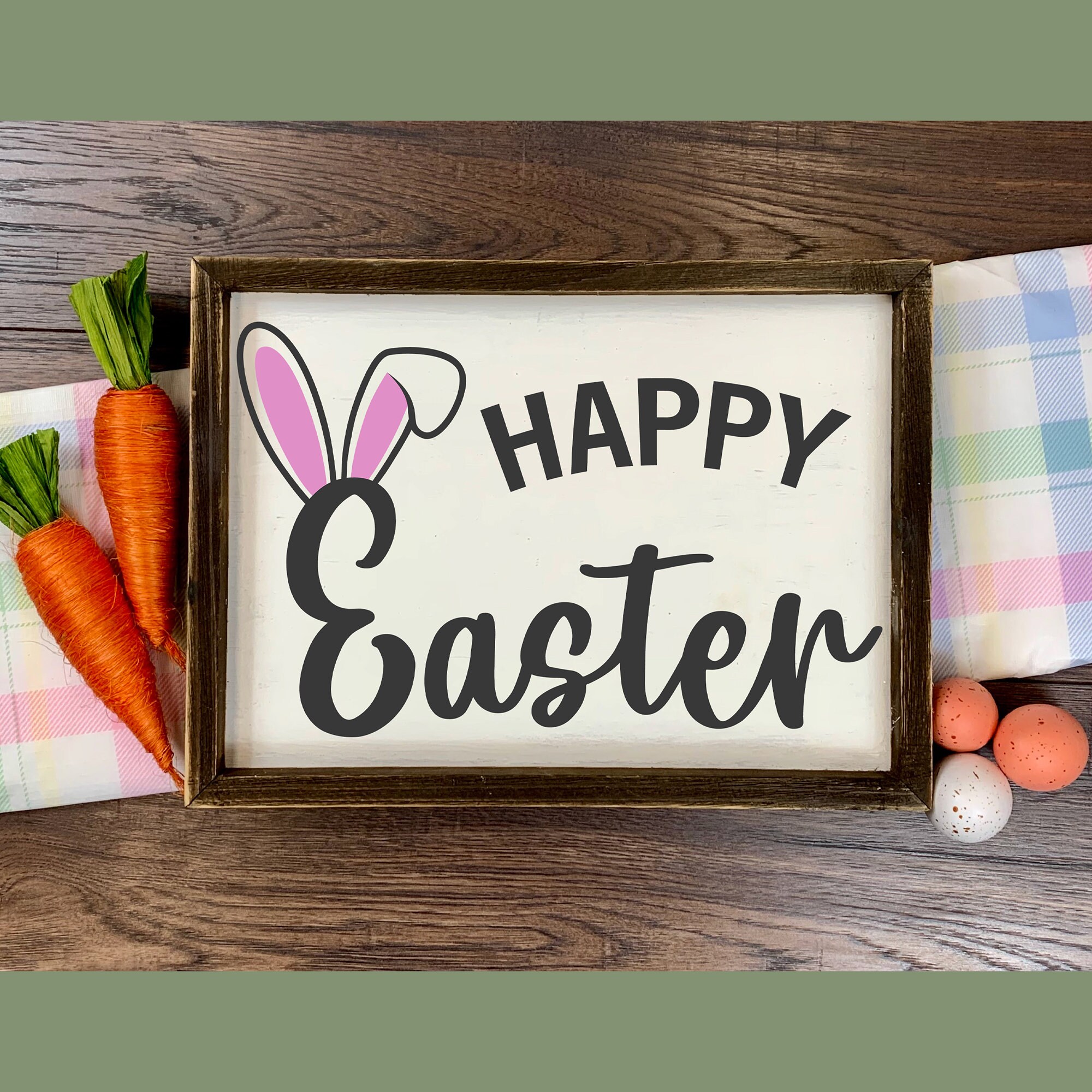 Vintage Easter Sign SVG Bundle: Carrot Patch, Bunny Welcome (digital ...