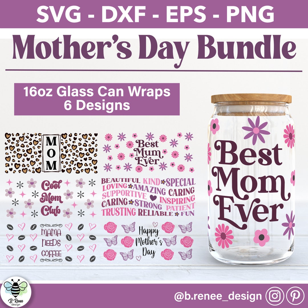Mother's Day Glass Can Wrap SVG Bundle (digital Download) - Etsy