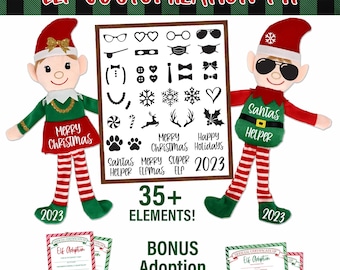 Christmas Elf SVG Kit and Adoption Certificate | Elf Toy Kit | Elf Dress Up Kit | Elf Adoption Certificate PNG | Elf Personalization Kit