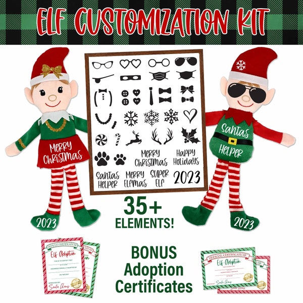 Christmas Elf SVG Kit and Adoption Certificate | Elf Toy Kit | Elf Dress Up Kit | Elf Adoption Certificate PNG | Elf Personalization Kit