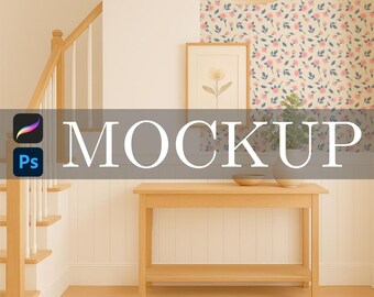 Entryway Wallpaper Mockup for Procreate and Photoshop: Surface Pattern Smart Object Mockup