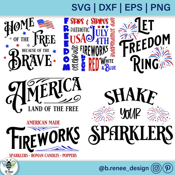 Fourth of July SVG Bundle | Vintage 4th of July Designs | Patriotic Quote | Independence Day Shirt SVG | Let Freedom Ring | Home of the Free