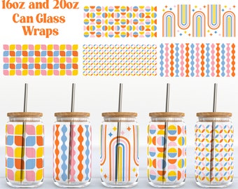 Retro blikje glasfolie SVG: groovy patroonontwerpen (digitale download)