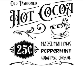 SVG/PNG- Hot Chocolate Served Fresh Open Daily, Christmas Coffee