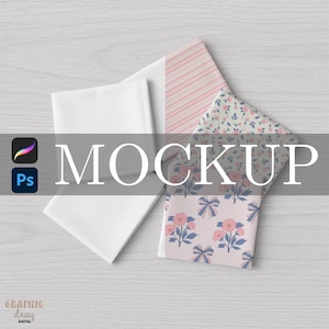 5 Stoffmuster Mockup, Procreate und Photoshop Mockup, Oberflächenmuster Mockup, Smart Objekt Mockup, Textil Mockup, Stoff Mockup
