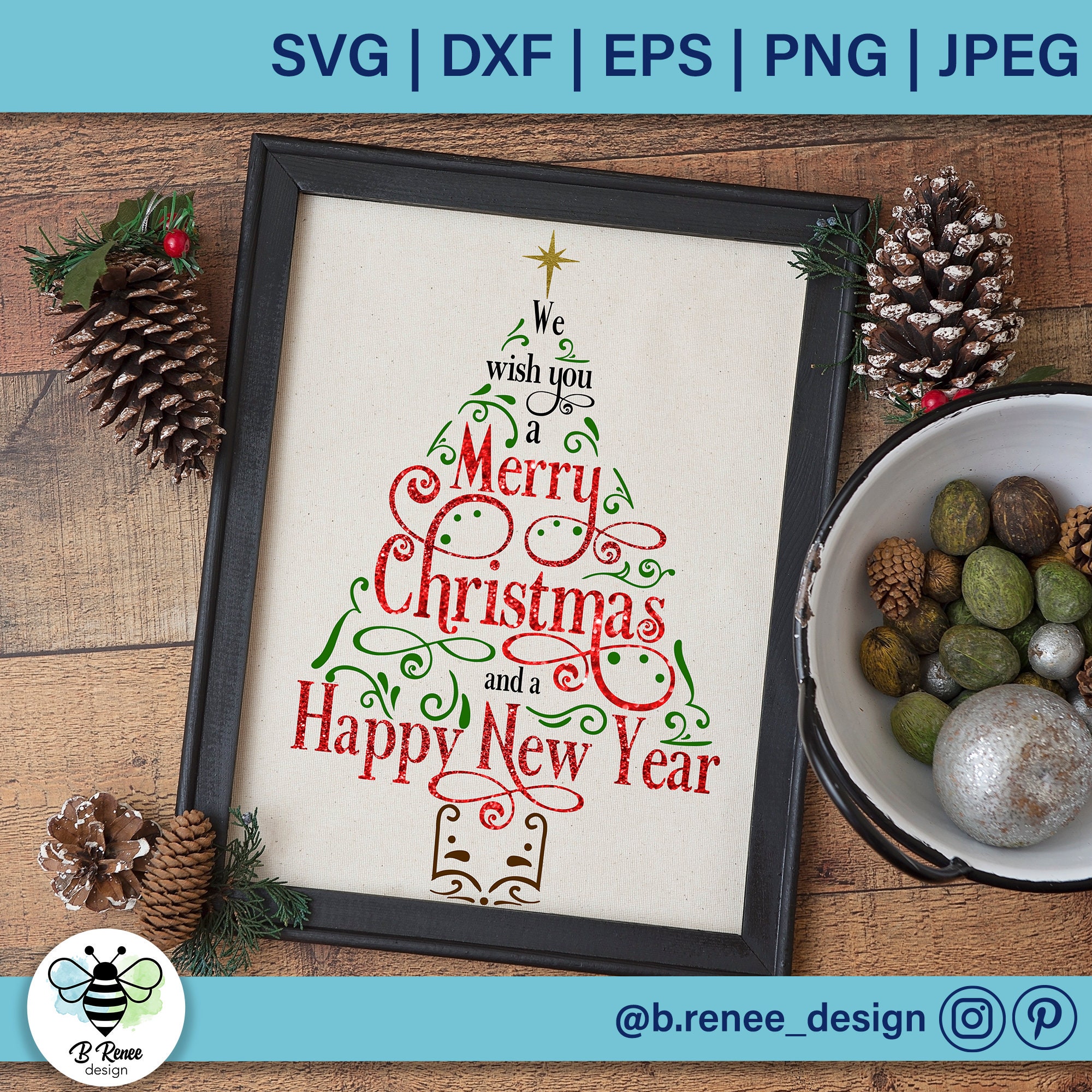 クリスマスツリーSVG：メリークリスマス＆ハッピーニューイヤー