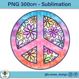 Peace Sign PNG / Flower Power PNG / Hippie PNG / Groovy Sublimation Design / Retro Shirt Sublimation Design / Watercolor Peace Sign