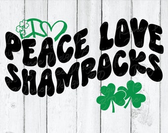 Tréboles retro de paz y amor SVG: Archivo de corte del Día de San Patricio (Descarga digital)