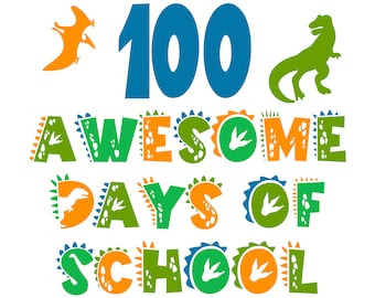 100 Days of School Dinosaur SVG: Cricut & Silhouette (Digital Download)