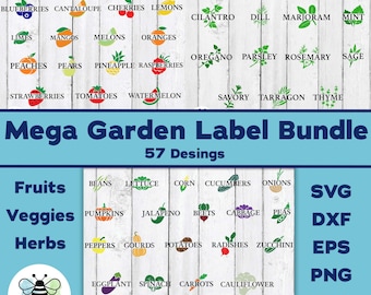 Garden Label SVG Bundle | Vegetable Label SVG Bundle | Fruit Label SVG Bundle | Herb Label svg Bundle | Gardening | Garden Label Printable