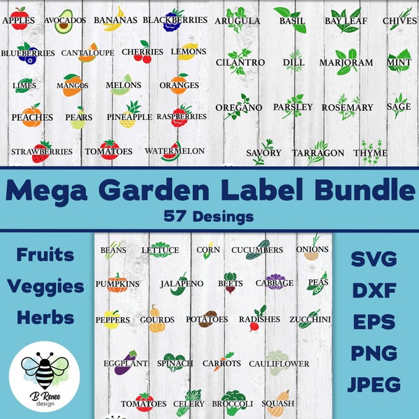 Garden Label SVG Bundle | Vegetable Label SVG Bundle | Fruit Label SVG Bundle | Herb Label svg Bundle | Gardening | Garden Label Printable