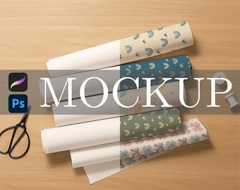 Fabric Roll Mockup: Procreate & Photoshop, Surface Pattern Design (Digital Download)