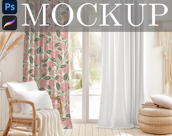 Minimalist Curtain Mockup: Procreate & Photoshop Seamless Pattern Mockup (Digital Download)