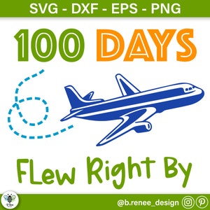 100 dagen vlogen direct door SVG | 100 dagen school | Vliegtuig SVG | PNG voor sublimatie | Svg-bestanden voor Cricut en silhouet