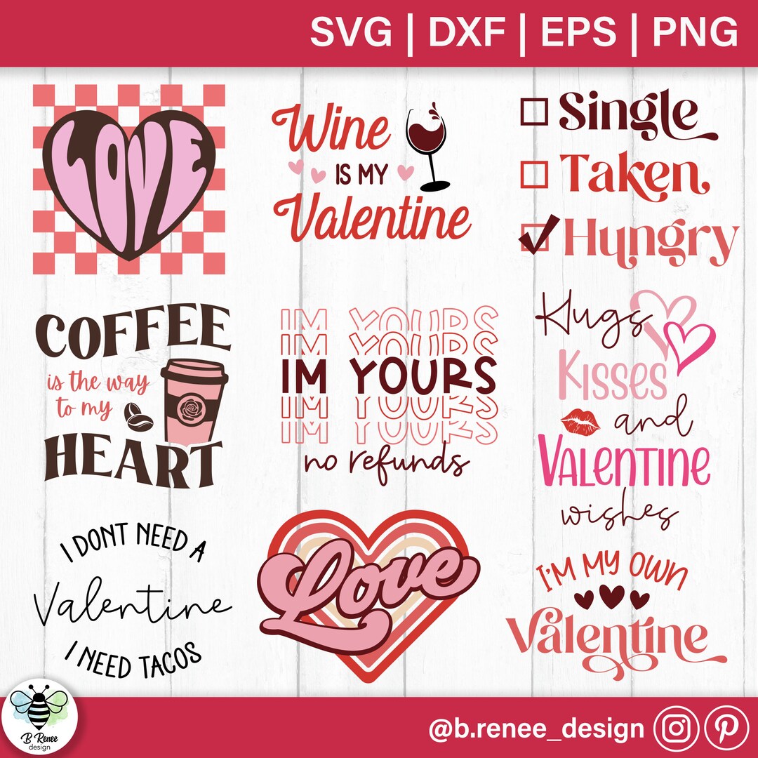 Retro Valentine's Day SVG Bundle: Funny Valentine Quotes (digital ...