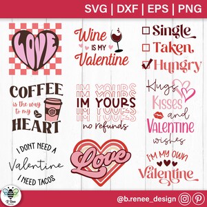 Pacchetto SVG di San Valentino / Retro Valentine SVG / Funny Valentine Design / Valentine's Day Shirt SVG / Valentine Quotes / Heart Cut File