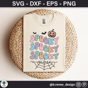 Retro Halloween SVG | Spooky Vibes SVG | Halloween Shirt Design | Cut Files for Cricut and Silhouette