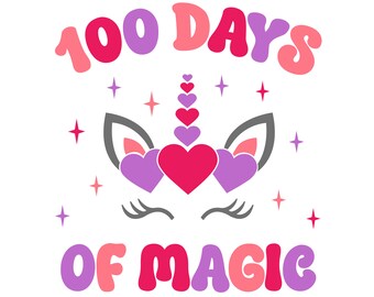 100 Days of School Shirt SVG: Unicorn Design (Digital Download)