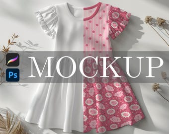 Girls Dress Mockup, Smart Object Template (Procreate, Photoshop)