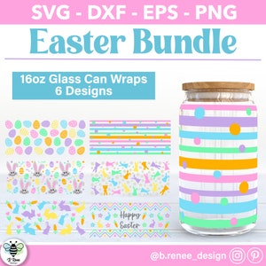 Easter Glass Can SVG Bundle | 16oz Libbey Glass Wraps | Easter Day Libbey Glass SVG | Bunny SVG | Easter egg Svg | Glass Can Svg Bundle