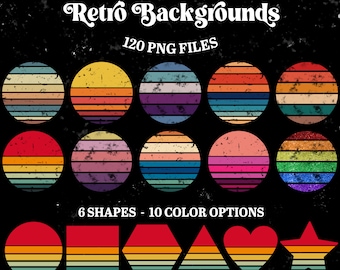 Retro PNG Backgrounds | Vintage Backgrounds Bundle | Retro Sublimation Backgrounds | Retro Sunset PNG | Vintage Sublimation Designs