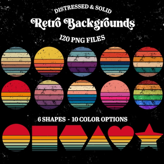 Retro Sunset PNG Backgrounds: Vintage Sublimation Designs (Digital Download)