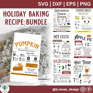 Holiday Recipe Bundle SVG | Christmas Baking SVG | Dish Towel Recipe Sublimation Designs | Pumpkin Pie SVG | Kitchen Bundle | Christmas Svg