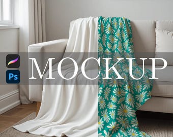 Blanket Mockup for Seamless Patterns: Procreate & Photoshop Smart Object (Digital Download)
