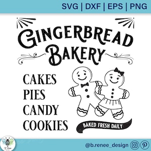 Gingerbread Bakery SVG | Vintage Christmas Sign | Gingerbread Man SVG | Farmhouse Christmas Decor | Christmas Baking PNG | Christmas svg
