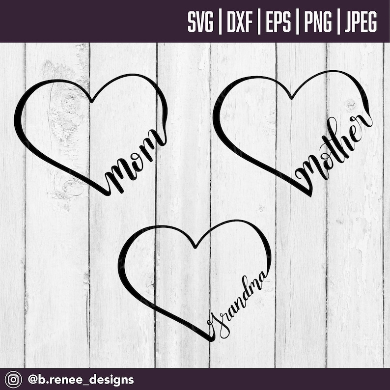 Download Hearts SVG Mom Heart SVG Grandmother Heart Mother Heart | Etsy